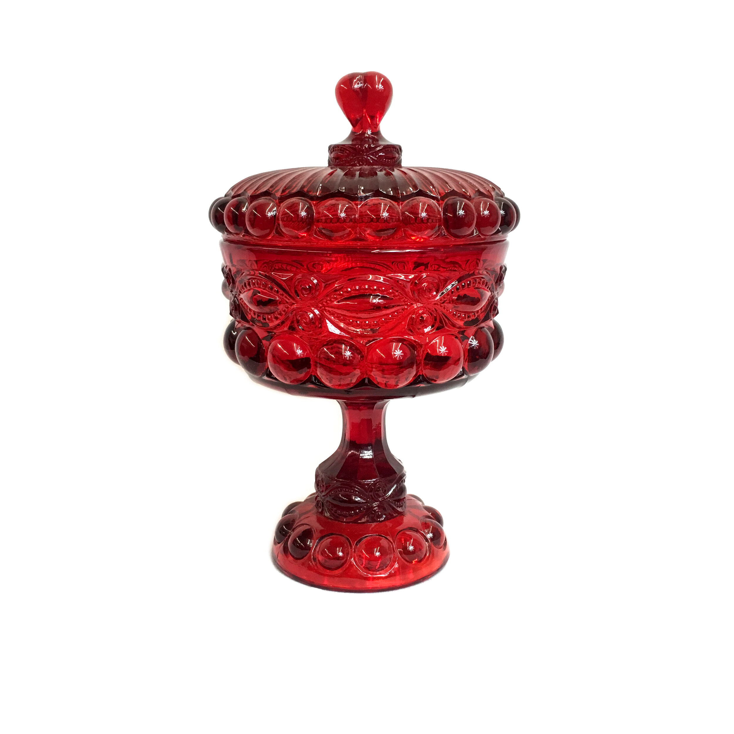 Eye Winker Covered Compote in Ruby