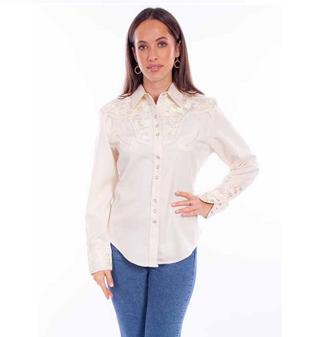 Floral Yoke Embroidered Shirt