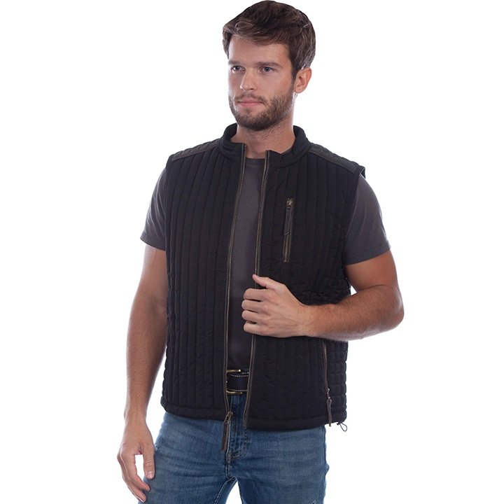 Ribbed Vest with Suede Trim