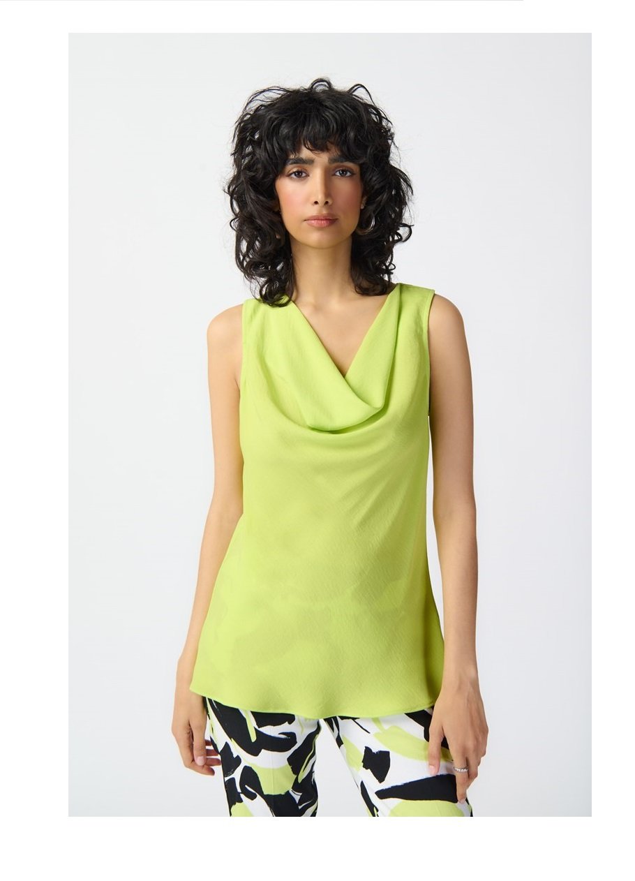 Gauze Sleeveless Top with Cowl Neck