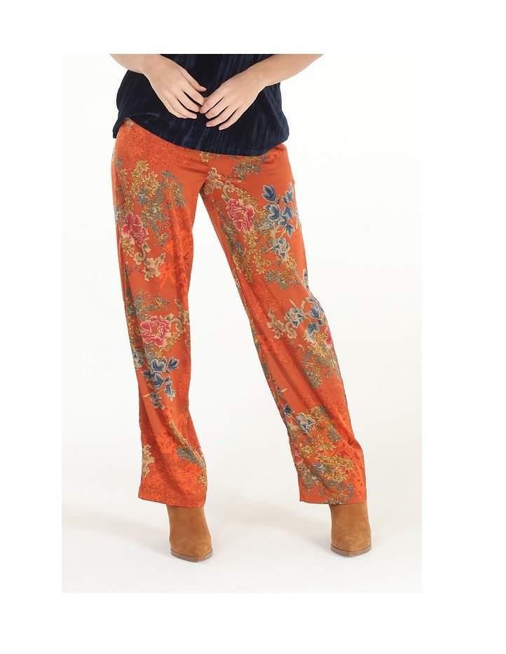 Satin Print Pull-On Pant