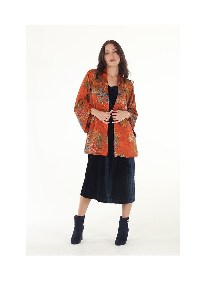 Satin Floral Print Kimono