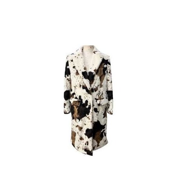 Bamboo Lyocell Cow Print Faux Fur Coat