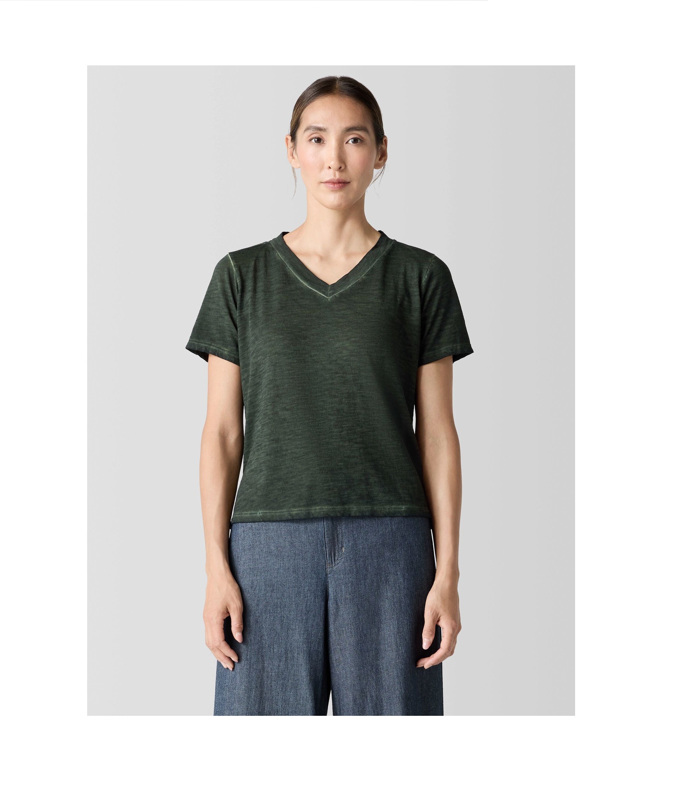 Organic Cotton Hazy Slub V-Neck Tee