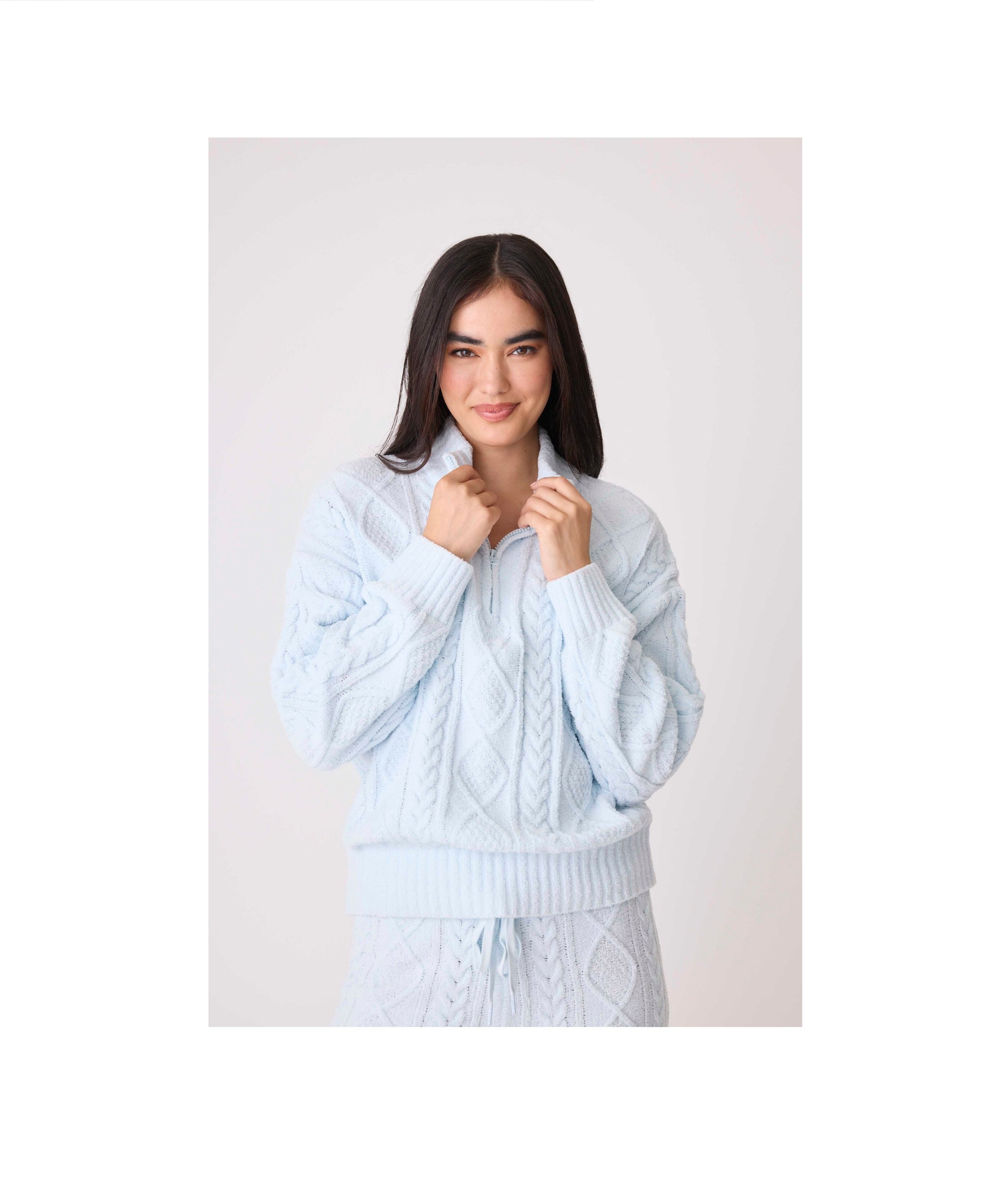Chenille Cozy Cable Quarter Zip Sweater