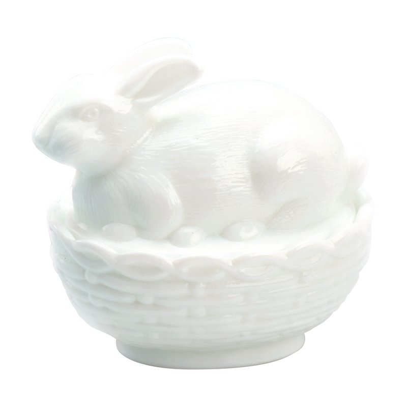 Covered Bunny Dish in Milk White