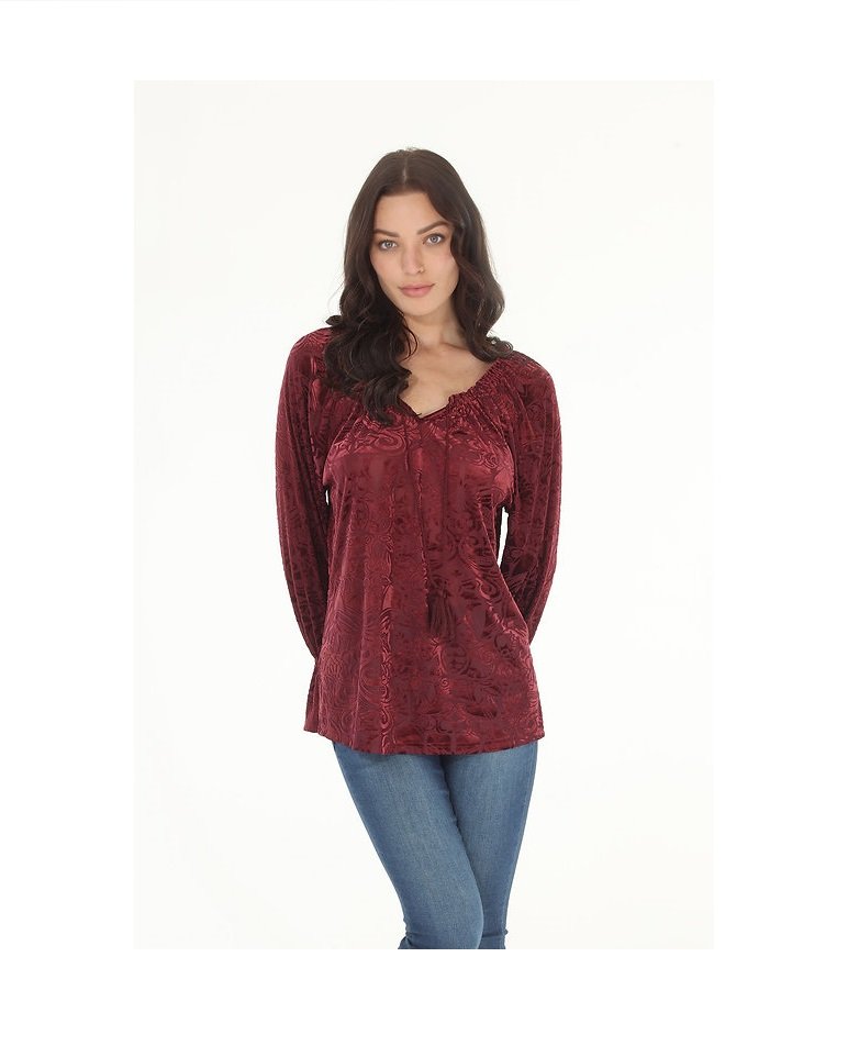 Burnout Velvet Peasant Top