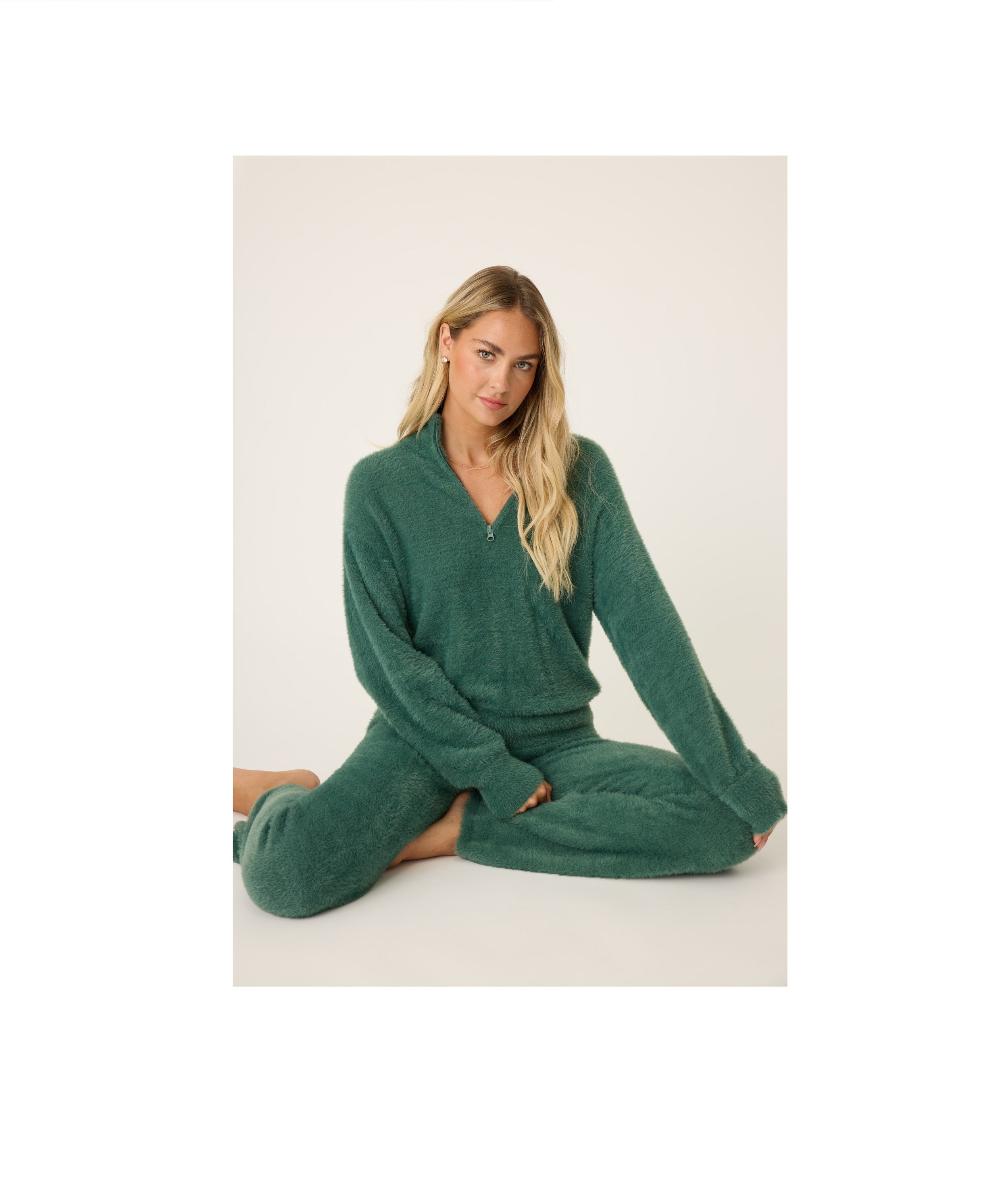 Campfire Cozy Feather Knit Quarter Zip Sweater
