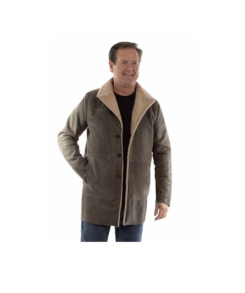 Long Shearling Button Coat